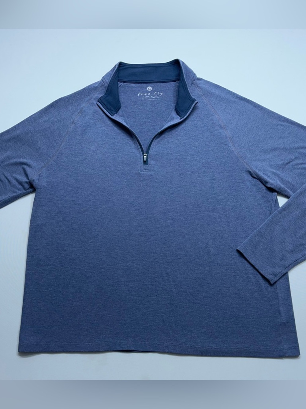 Free Fly Performance Bamboo 1/4 Zip Pullover Mens Size XL Blue Long Sleeve Golf